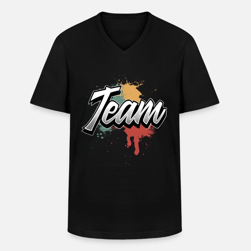 Team - Männer-T-Shirt mit V-Ausschnitt - Schwarz