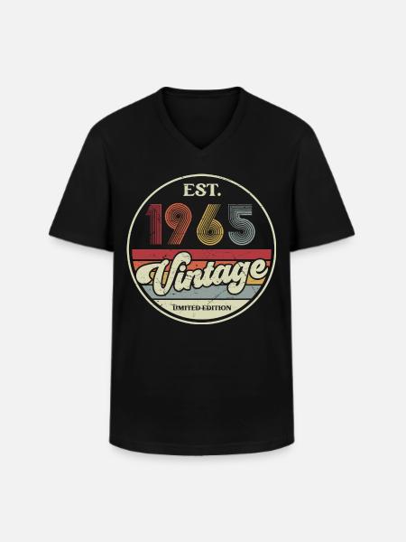 60e verjaardag 60 jaar geboren 1965 man vrouw - Klassiek mannen T-shirt met V-hals - zwart