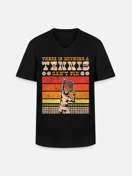 Funny Tennis Player Racket There - Men's V-Neck T-Shirt - black