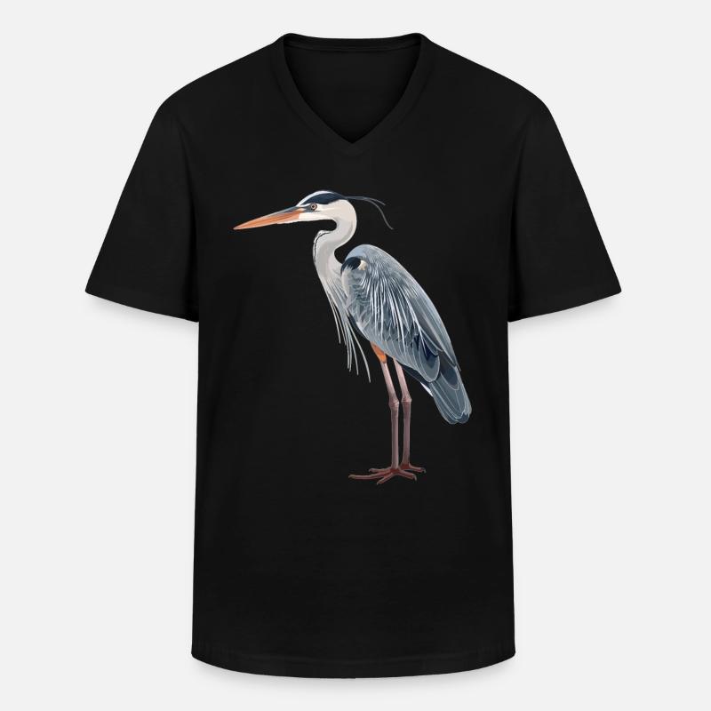 Heron Reiher - Männer-T-Shirt mit V-Ausschnitt - Schwarz