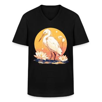 Heron Reiher - Männer-T-Shirt mit V-Ausschnitt - Schwarz - Vorne - AI Model Male 178 dark (178cm)