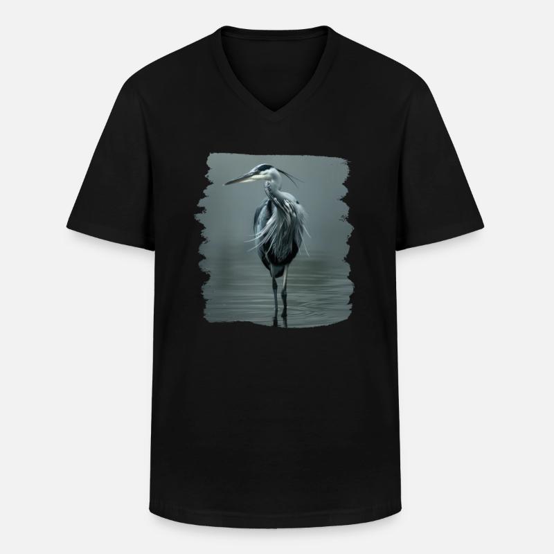 Heron Reiher - Männer-T-Shirt mit V-Ausschnitt - Schwarz