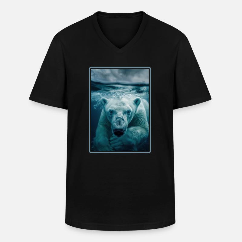 Polar Bear Eisbären Eisbär - Männer-T-Shirt mit V-Ausschnitt - Schwarz