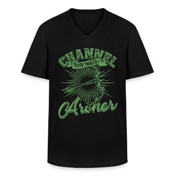 Archery Channel your inner archer - Men's V-Neck T-Shirt - black - Front - AI Model Male 178 dark (178cm)