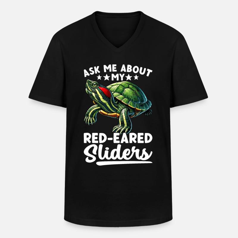 Turtle Red-eared Turtle - Men's V-Neck T-Shirt - black