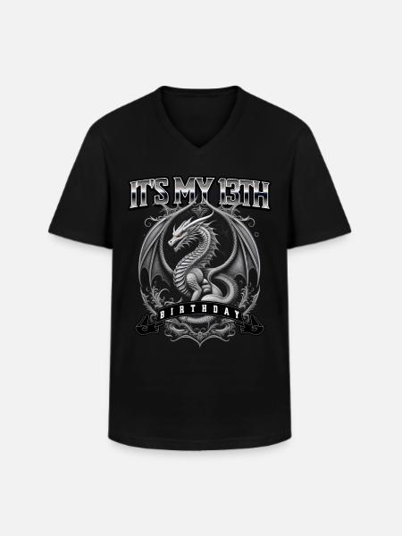 Dragon 13th Birthday Dragon - Men's V-Neck T-Shirt - black