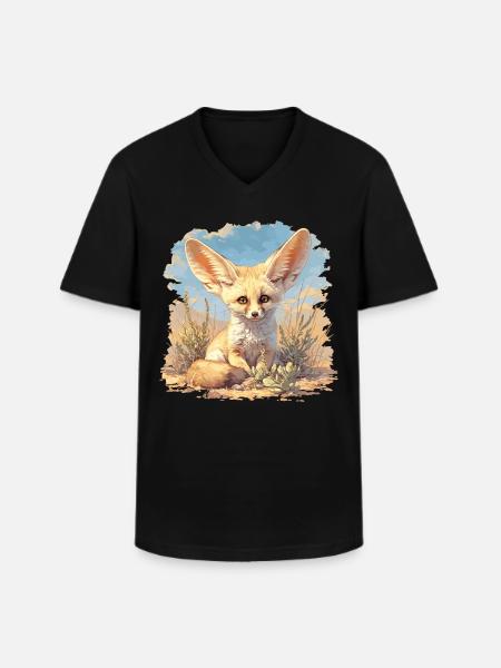 Fennec Fox Fenneks Fennek - Men's V-Neck T-Shirt - black