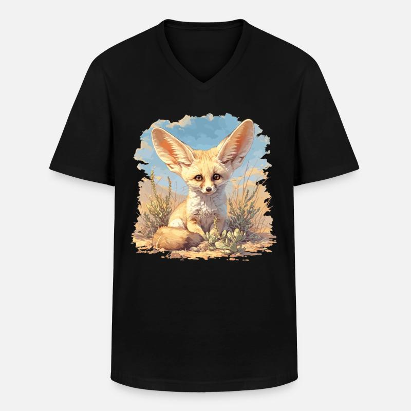 Fennec Fox Fenneks Fennek - Männer-T-Shirt mit V-Ausschnitt - Schwarz