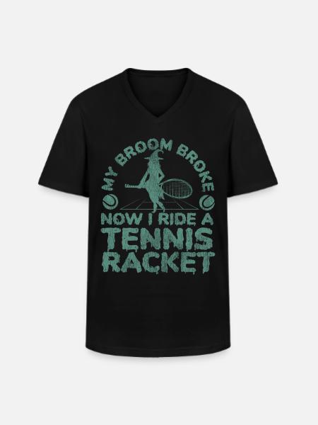 Funny Tennis Player Racket - Men's V-Neck T-Shirt - black