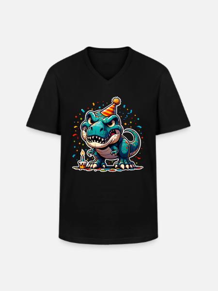 T Rex Anniversaire Dinosaure - T-shirt col V Homme - noir