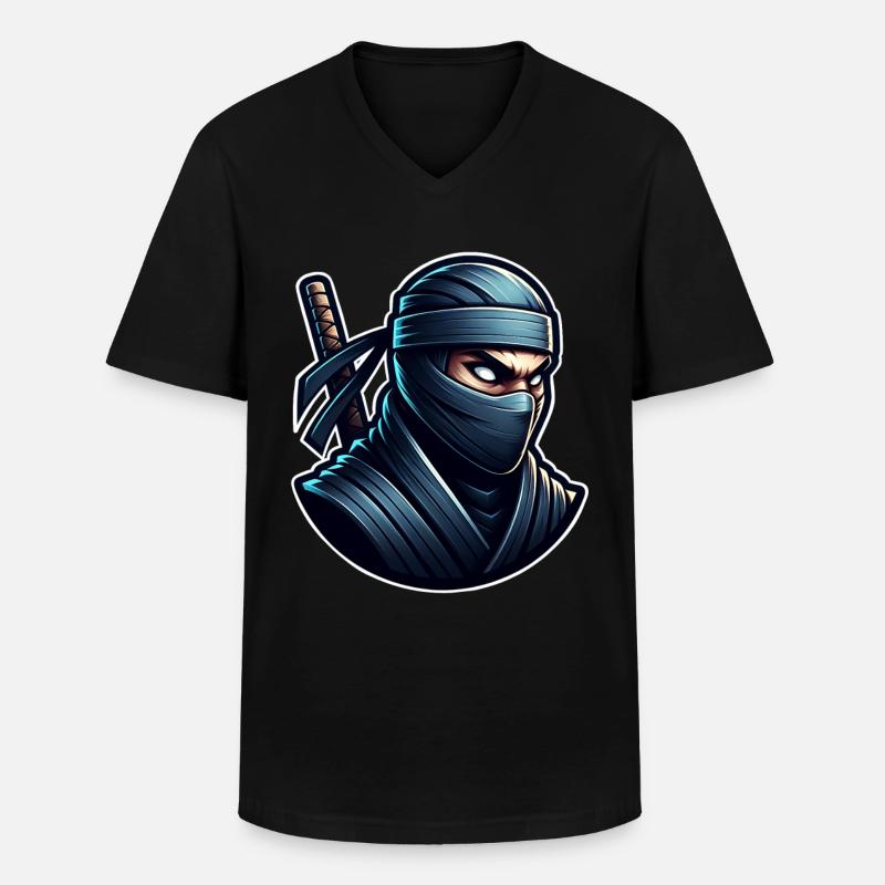 Ninja - Männer-T-Shirt mit V-Ausschnitt - Schwarz