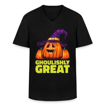Halloween Costume - Men's V-Neck T-Shirt - black - Front - AI Model Male 178 dark (178cm)