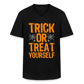 Halloween Costume - Men's V-Neck T-Shirt - black - Front - AI Model Male 178 dark (178cm)