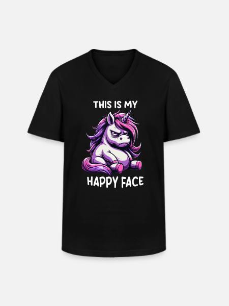 This Is My Happy Face - Men's V-Neck T-Shirt - black