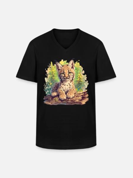 Lynx Luchse Luchs - Männer-T-Shirt mit V-Ausschnitt - Schwarz