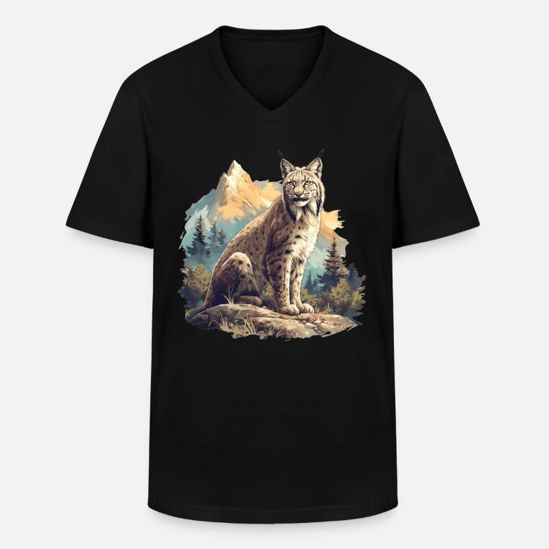 Lynx Luchse Luchs - Männer-T-Shirt mit V-Ausschnitt - Schwarz