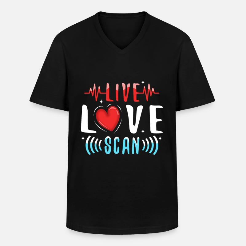 Live Love Scan - Männer-T-Shirt mit V-Ausschnitt - Schwarz