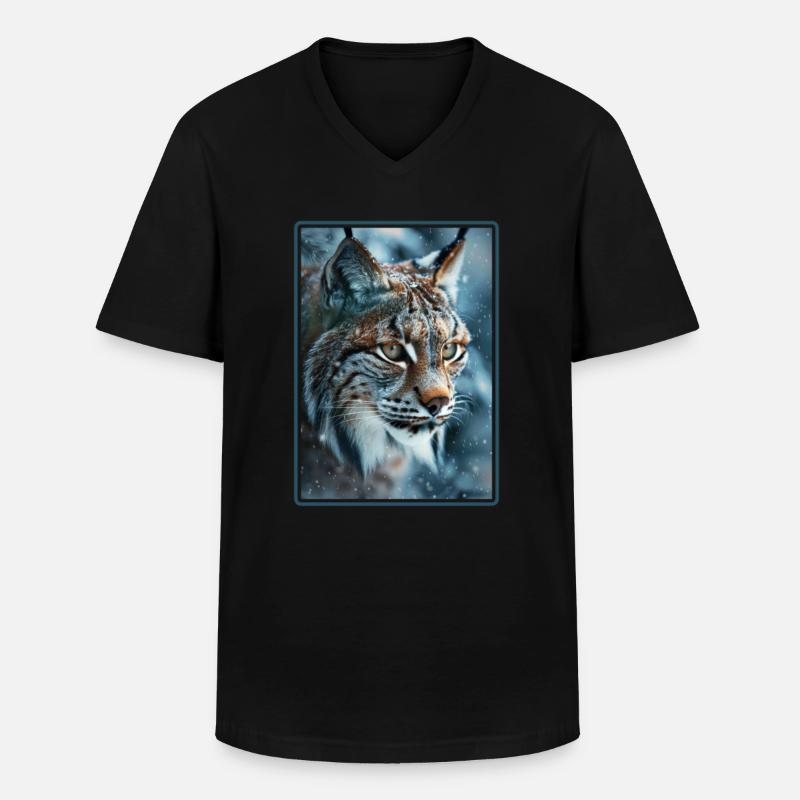 Lynx Luchse Luchs - Männer-T-Shirt mit V-Ausschnitt - Schwarz