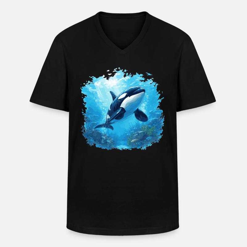 Orcas Orca - Männer-T-Shirt mit V-Ausschnitt - Schwarz