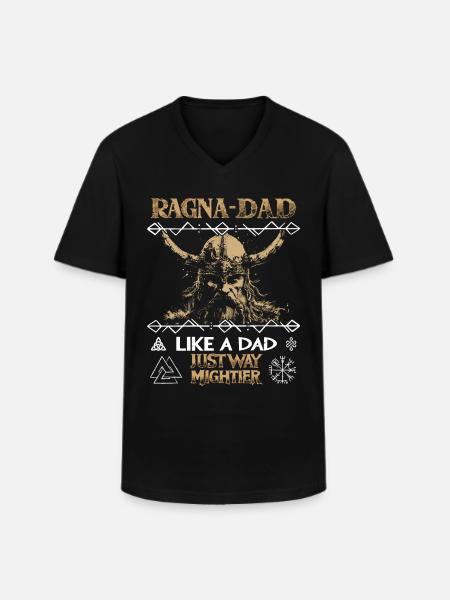 RAGNA-DAD Mægtig viking til fars dag - Klassisk herre T-shirt med V-udskæring - sort