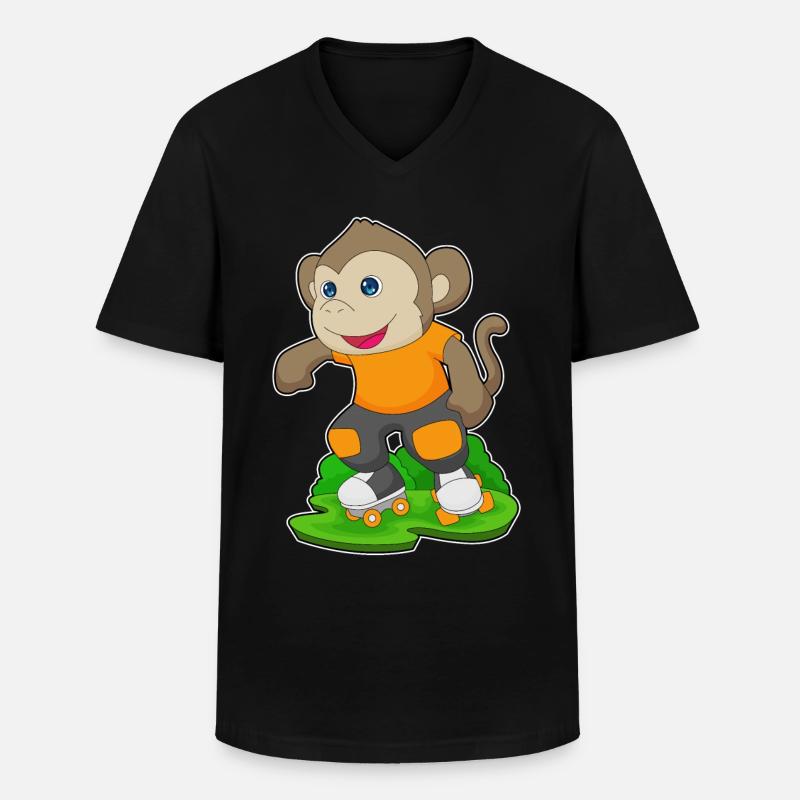 Monkey Rollers Rollers Rollers - T-shirt col V Homme - noir
