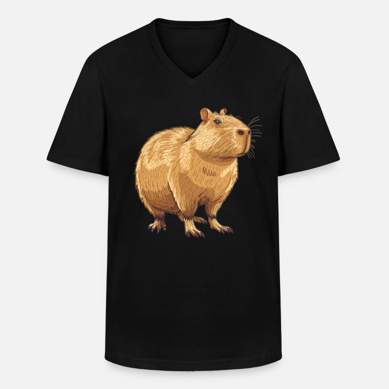 Capybaras Capybara - Männer-T-Shirt mit V-Ausschnitt - Schwarz