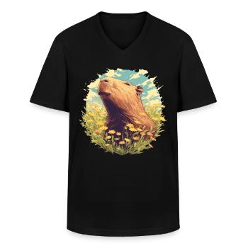 Capybaras Capybara - T-shirt col V Homme - noir - Devant - AI Model Male 178 dark (178cm)