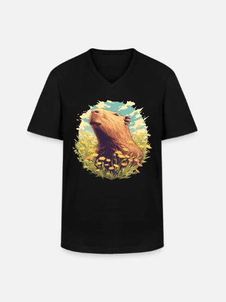 Capybaras Capybara - Männer-T-Shirt mit V-Ausschnitt - Schwarz
