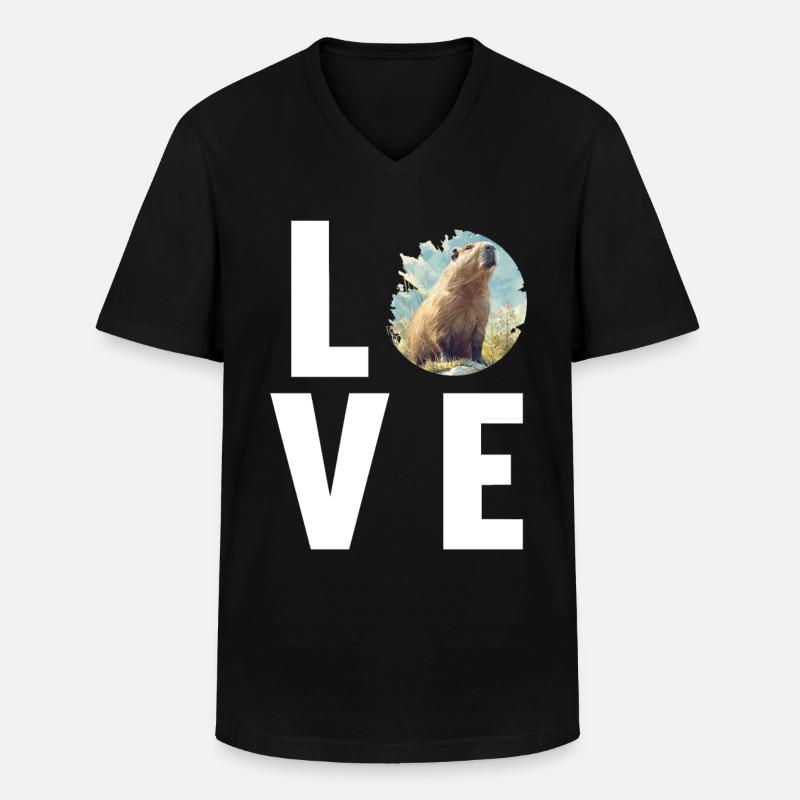 Capybaras Capybara - Männer-T-Shirt mit V-Ausschnitt - Schwarz