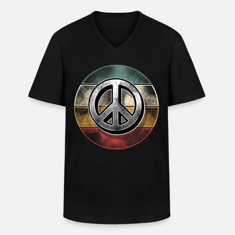 Peacezeichen - Männer-T-Shirt mit V-Ausschnitt - Schwarz