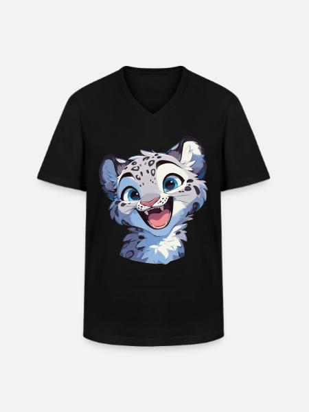 Snow Leopard Schneeleoparde Schneeleopard - Men's V-Neck T-Shirt - black