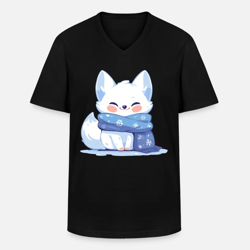 Arctic Fox Polarfüchse Polarfuchs - Männer-T-Shirt mit V-Ausschnitt - Schwarz