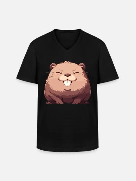Beaver Bieber - Men's V-Neck T-Shirt - black