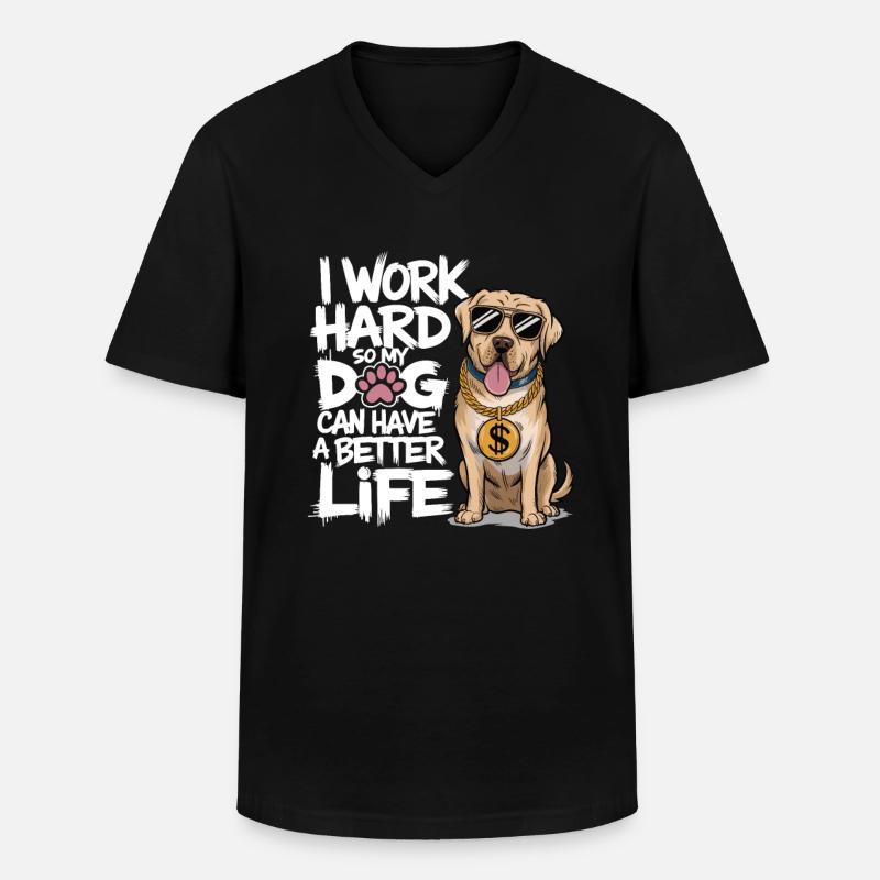 I work hard - Men's V-Neck T-Shirt - black
