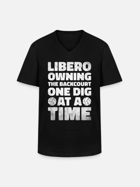Volleyball Libero - Männer-T-Shirt mit V-Ausschnitt - Schwarz