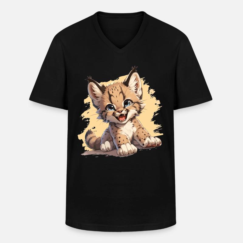 Lynx Luchse Luchs - Männer-T-Shirt mit V-Ausschnitt - Schwarz