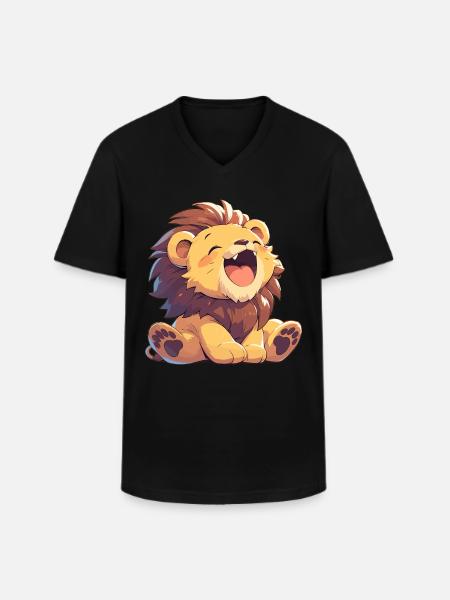 Lion Löwen Löwe - Männer-T-Shirt mit V-Ausschnitt - Schwarz
