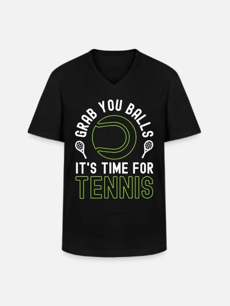Funny Tennis Player Racket Pun - Men's V-Neck T-Shirt - black