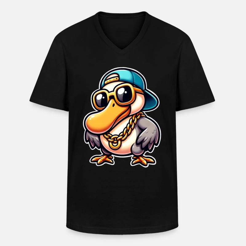 Dodo - Männer-T-Shirt mit V-Ausschnitt - Schwarz
