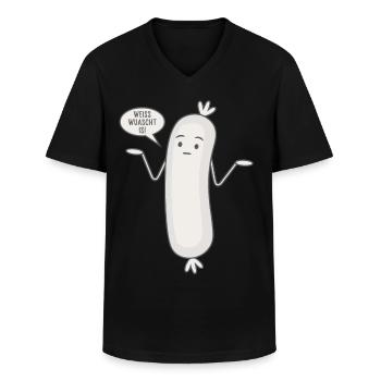 Weiss wuascht is - Spruch Wurst Lustige Weißwurst - Männer-T-Shirt mit V-Ausschnitt - Schwarz - Vorne - AI Model Male 178 dark (178cm)