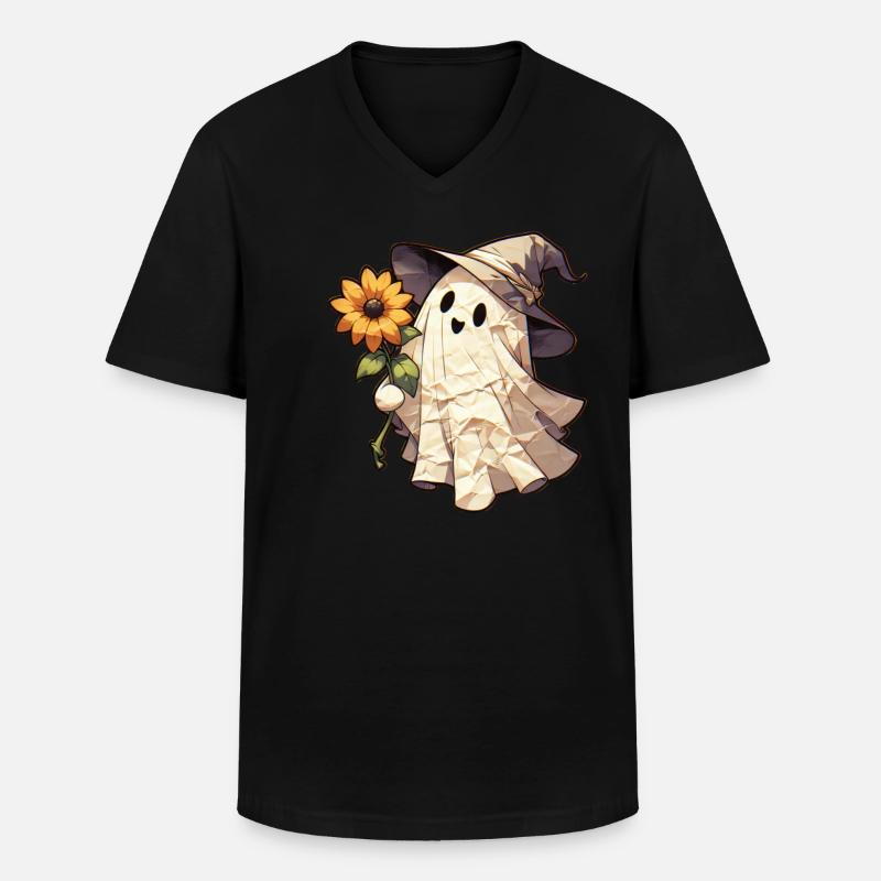 Papiergeist mit Sonnenblumen - Männer-T-Shirt mit V-Ausschnitt - Schwarz