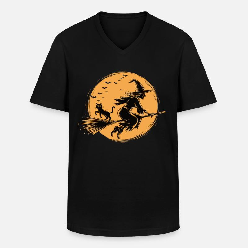 Hexe Sunset Design - Männer-T-Shirt mit V-Ausschnitt - Schwarz
