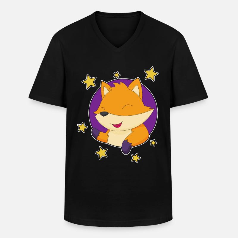 Fuchs Sterne - Männer-T-Shirt mit V-Ausschnitt - Schwarz