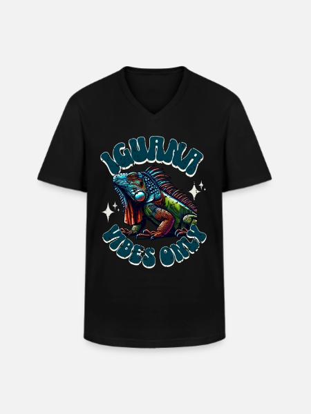 Iguana - Men's V-Neck T-Shirt - black