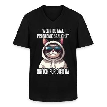 Si jamais vous avez besoin de problèmes, je suis là pour vous - T-shirt col V Homme - noir - Devant - AI Model Male 178 dark (178cm)