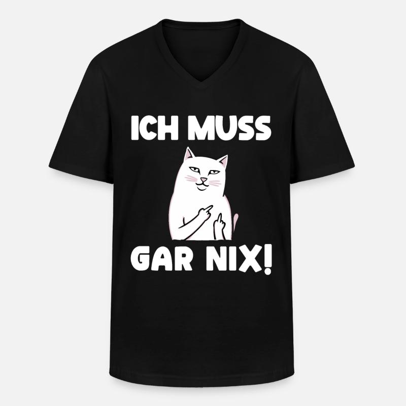 Faul Tshirt Arbeit Katze Witzig Sarkasmus Büro - Männer-T-Shirt mit V-Ausschnitt - Schwarz