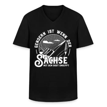 Gendern Tshirt Herren Damen Lustig Witzig Spruch - Männer-T-Shirt mit V-Ausschnitt - Schwarz - Vorne - AI Model Male 178 dark (178cm)