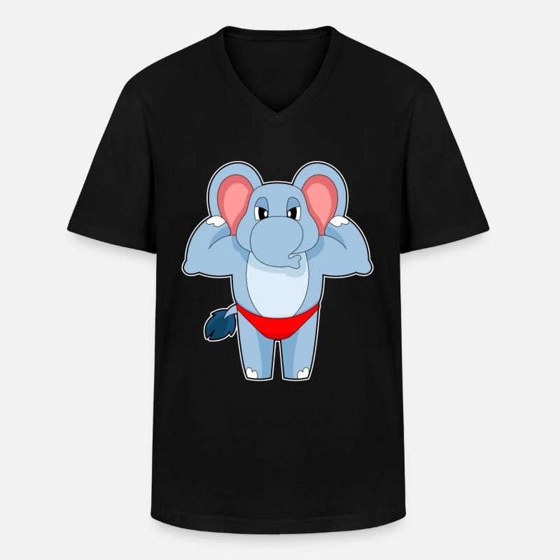 Elephant Bodybuilder Musculation - T-shirt col V Homme - noir