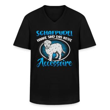 Schafpudel Haare Spruch Altdeutscher Hütehund - Männer-T-Shirt mit V-Ausschnitt - Schwarz - Vorne - AI Model Male 178 dark (178cm)