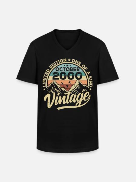 October 2000 Birthday 2000 Born October 2000 - Men's V-Neck T-Shirt - black